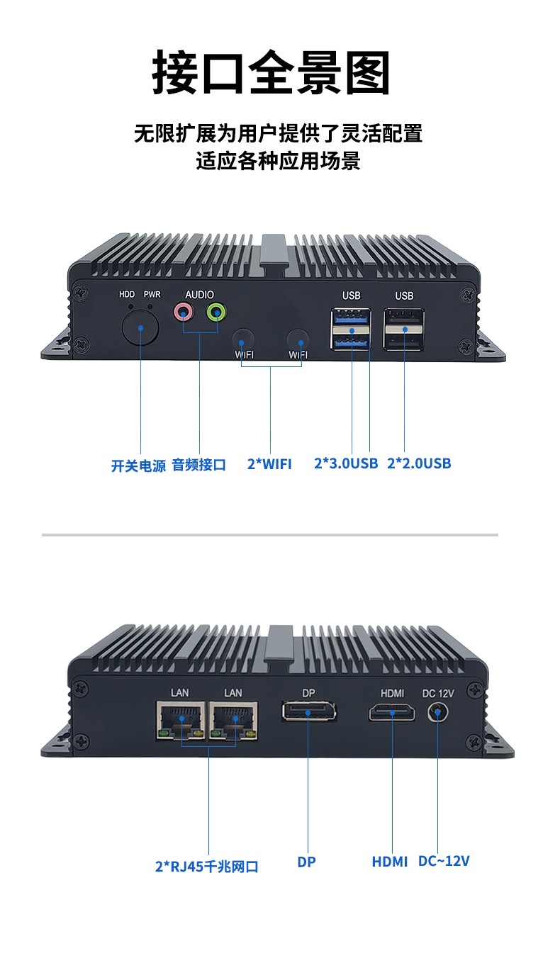 超薄型無(wú)風(fēng)扇BOX工控機(jī) 產(chǎn)品接口